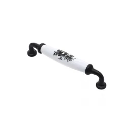 K9759604110 Ručica crna mat bela ručka crni cvet