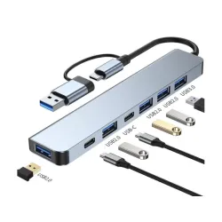 Adapter-konverter USB E-Green USB 3.0/USB 3.1 tip C(M)-USB 3.0+4 xUSB 2.0+2xtip C(7 u2)
