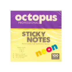 Samolepljivi blokčići 75x75 Octopus neon žuti UNL-2042 100lista