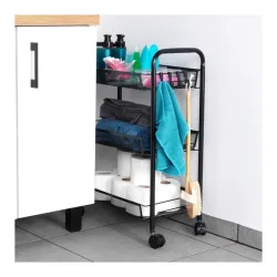 Vilde 568029 - Metalna polica na 3 nivoa (crna ),  44 x 26 x 63 cm