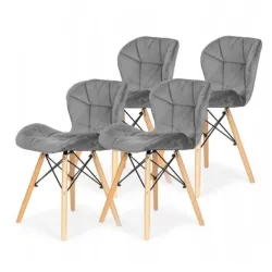 Set trpezarijskih plišanih stolica 4 kom Freja siva Lemon 25-KS012SET