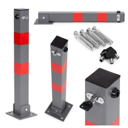 Sklopiva Parking barijera STUB sivi 60 cm with Key and Reflective Stripes