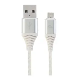 CC-USB2B-AMmBM-1M-BW2 Gembird Premium cotton braided Micro-USB charging -data cable,1m, silver/white