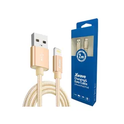 Xwave kabl USB IPHONE 2M 3A,lightning aluminium,upleteni zlatni