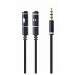 CCA-417M Gembird 2x 3.5 mm(slusalice i mikrofon) Metalni adapter na 1x 3.5mm(4 pin) cable, 0.2m crn