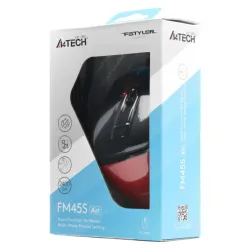 A4-FM45S AIR  A4Tech Fstyler opticki mis 125-1000Hz/1000-2400Dpi, 108mm, Silent, 7-but, USB, Red/blk