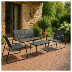 Baštenska garnitura dvosed+stolice+sto siva Venecija 24-SA01902