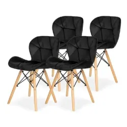 Set trpezarijskih plišanih stolica 4 kom Freja crna Lemon 25-KS011SET
