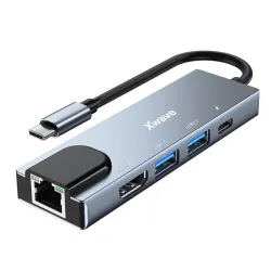 Xwave 5 in1 adapter TIP-C na HDMI/USB3.0/PD/RJ-45/Port replikator