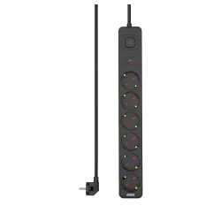 Produžni kabl sa prenaponskom zaštitom/prekidač/indikator 6 utičnice 1.4m Max MPS-306SOPB-1.4M Crni