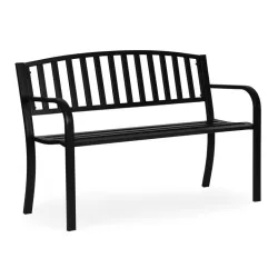 Metalna baštenska klupa 120×50 cm sa naslonom, crna - MultiGarden