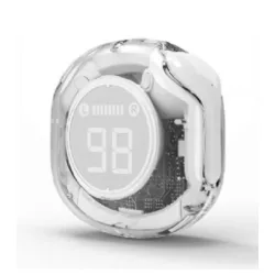 TWST-01-W Gembird bluetooth V5.4 slusalice, TWS, LCD, Transparent, white