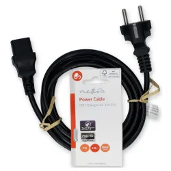CEGL10030BK20, Kabl za napajanje, Utikaè sa uzemljenjem muški, IEC-320-C13, Niklovani, 2,00 m, PVC