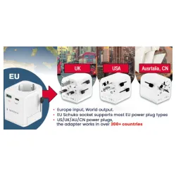 Travel adapter TPA-EU1A1C20-01-W Gembird Univerzalni, sa uzemljenjem 20W