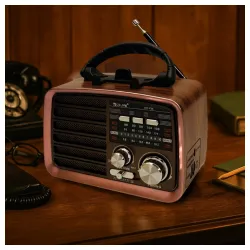 Prenosni retro radio prijemnik braon
