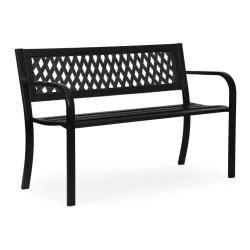 Metalna baštenska klupa 120×50 cm sa rešetkastim naslonom, crna - MultiGarden