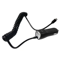 Xwave C21 USB auto punjač/Dual 1xmicroUSB+USB port/5V/1A sa kablom/Crna