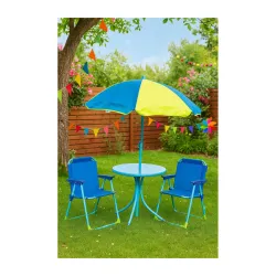 Dečija vrtna garnitura žuto-plava, 4-delna