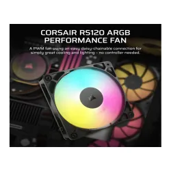 Ventilator CORSAIR RS120/120mm/ARGB/single pack/crna
