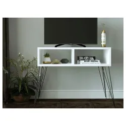 Tv komoda ukrasne metalne noge belo