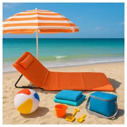 Ležaljka sklopiva za plažu 140x39cm narandžasta LP-722000N