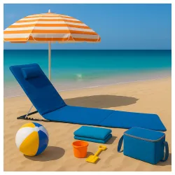 Ležaljka sklopiva za plažu 140x39cm plava LP-722000P