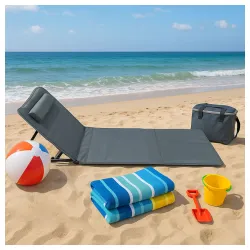 Ležaljka sklopiva za plažu 140x39cm siva LP-722000S