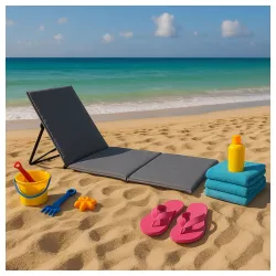 Ležaljka sklopiva za plažu 150x52cm siva LP-720000S