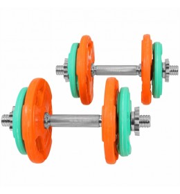 Gumirani tegovi ukupno 20 kg + 2 Kratke šipke sa zvezdastim maticama