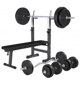 Benč klupa sa stalkom i setom tegova 100 kg (Crna)