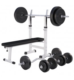 Benč klupa sa stalkom i setom tegova 100 kg (Bela)