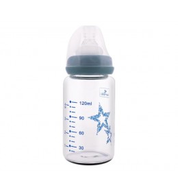 Lorelli Staklena flašica za bebe 120ml sa Anti-Colic cuclom Blue Stars