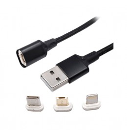 USB kabel magnetni, USB A- Micro B+USB-C+Apple,1m 101-20