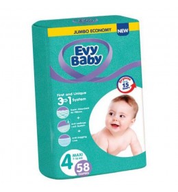 Pelene za bebe Evy baby Jumbo 4 Maxi 8 - 18kg, 58kom, 3u1