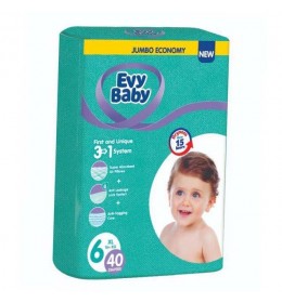 Pelene za bebe Evy baby Jumbo 6 XL 16+ kg, 40kom, 3 u 1