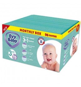 Pelene za bebe Evy baby Box 3 Midi 5 - 9kg, 96kom, 3u1