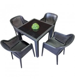 Tilia baštenski set octa sto i 4 stolice crni 80X80 
