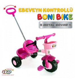 Tricikl Boni sa ručkom roze 394076