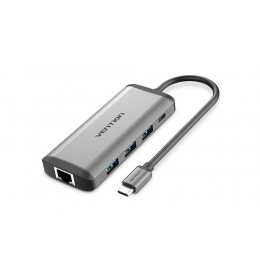 8 u 1 Type-C u HDMI/USB x3/PD/RJ45/TF/SD - Sivi