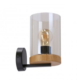 Wels Zidna Lampa Crna + Drvo 1x40W E27
