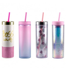 Style Trend čaša sa cevčicom plastična 470ml miks