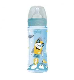 Chicco plastična flašica 330ML, silikon Plava