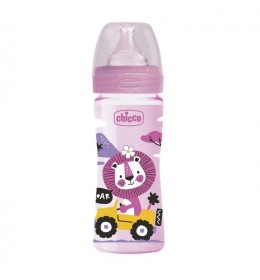 Chicco plastična flašica 250ML, silikon Roze