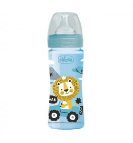 Chicco plastična flašica 250ML, silikon Plava