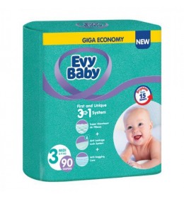 Pelene za bebe Evy baby Giant 3 Maxi 5 - 9kg, 90kom, 3u1