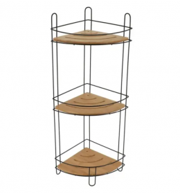 Polica ugaona trostruka 61,5x27x20 cm mdf/bambus crna