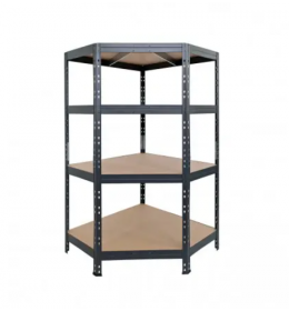 Polica metalna ugaona čaura kačenje 4 nivoa mdf 180x90x90x45
