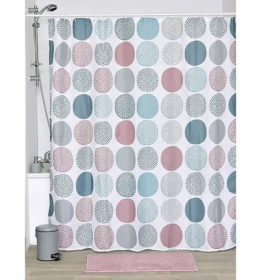 Zavesa za kadu 12 belih pp kukica 180x200 cm poliester gaia tendance