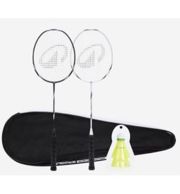 Crno-beli reket za badminton za odrasle SENSATION 500 SET