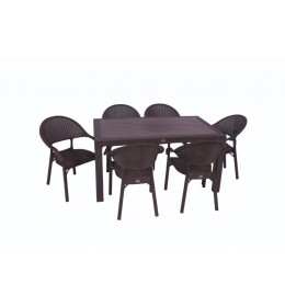 Bastenski set Bambu 6 stolice i sto 150x90 Braon 